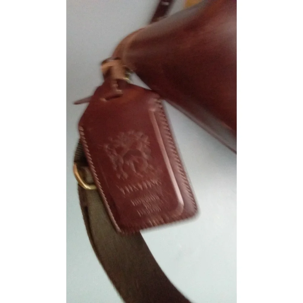 Vintage Canvas Leather Trim Travel Duffel‎ Bag Brown Leather Accents